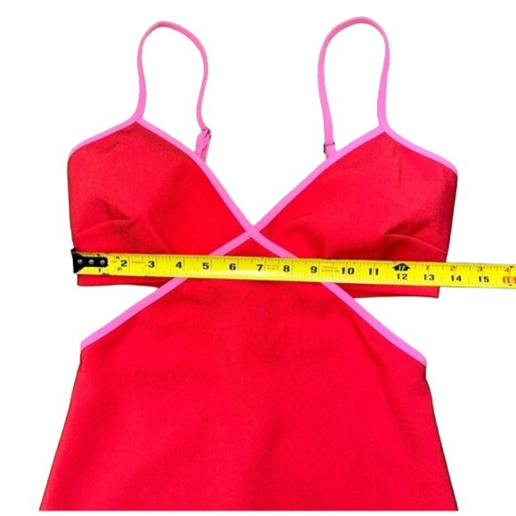 Likely Anabell Red Pink Colorblock Midi Dress Revolve Cocktail Party S - Picture 11 of 14